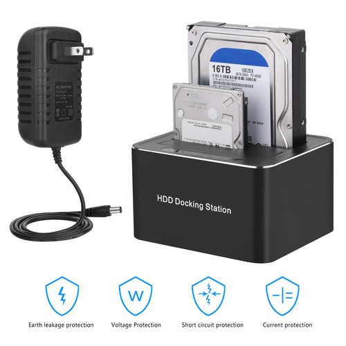 Station d'accueil double disque dur USB 3.0 SATA 2,5"/3,5" boîte de copie hors ligne - Photo 6/15