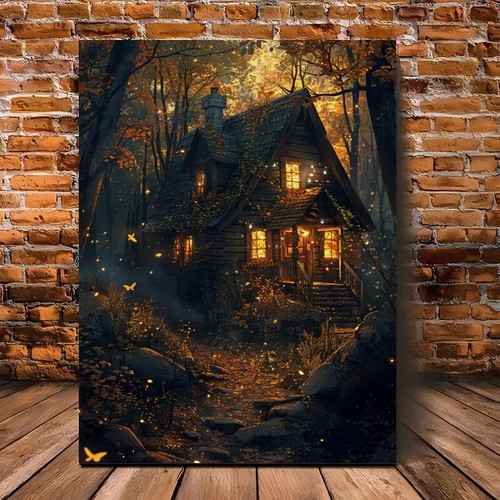 Enchanted Woodland Cottage Wall Art  Canvas Unframed/Framed - Foto 1 di 7