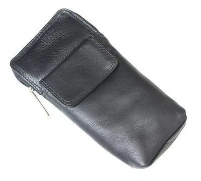 High Quality All Black Soft Leather Spectacle Glasses Sunglasses Case Holder