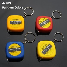 4x PCS - Retractable Ruler Tape Measure Mini Portable Pull Ruler Keychain 1m/3ft