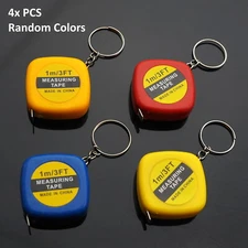 4x PCS - Retractable Ruler Tape Measure Mini Portable Pull Ruler Keychain 1m/3ft