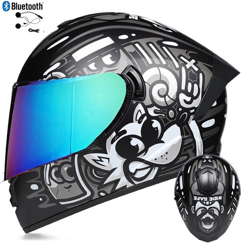 DOT Bluetooth Motorcycle Helmets Full Face Off Road ATV Motorbike Crash Helmet - Picture 23 of 58