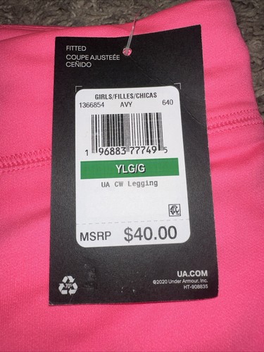 NEW Girl's Under Armour Pink Leggings Yoga Pants Size Large MSRP $40.00 - Picture 6 of 6