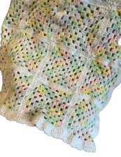 Vintage Hand Made Baby Afghan 40x43 Multicolored Granny Squares