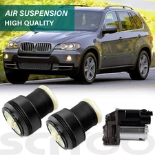 3PC Rear Air Suspension Spring Bags Compressor Kit Set For BMW X5 E70 X6 E71 E72