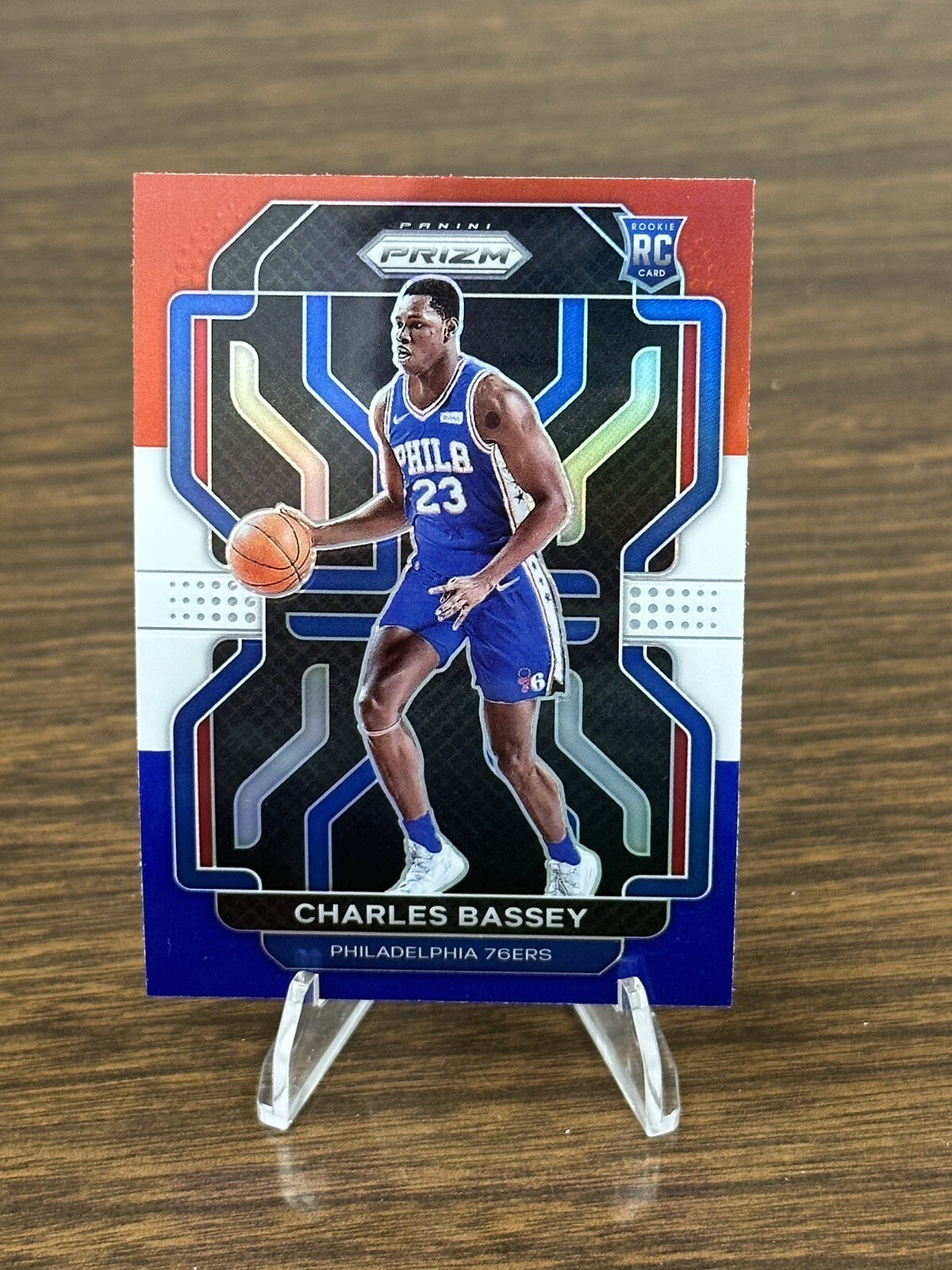 2021-22 Panini Prizm Basketball Charles Bassey Red / White / Blue Rookie #304