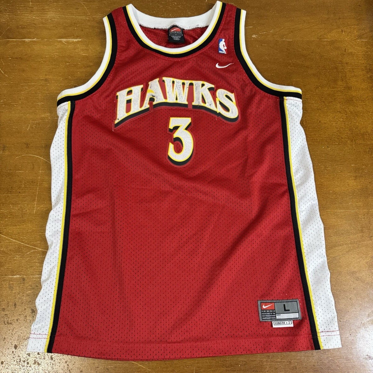 VINTAGE Atlanta Hawks Jersey Boys Large Red Abdur-Rahim #3 NBA