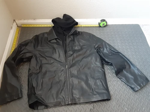 Vintage Y2K De Coded Faux Leather Jacket Mens Large Black Grunge Biker #S150 - product listing photo