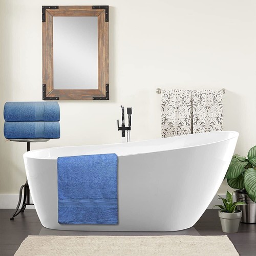 2x Sky Blue 100% Cotton Extra Large Bath Towels body Sheet Set 90 x 180cm 918GMS - Picture 8 of 8