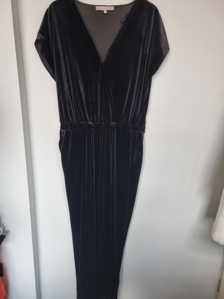 Fenn Wright Manson Black Velvet Jumpsuit Size 12 UK