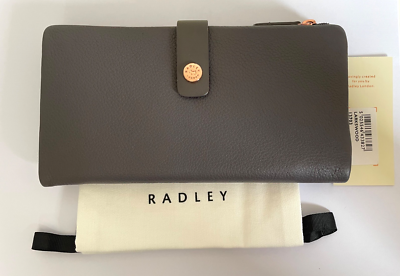 RADLEY Larkswood Leather Large Purse in Charcoal Gift Boxed for