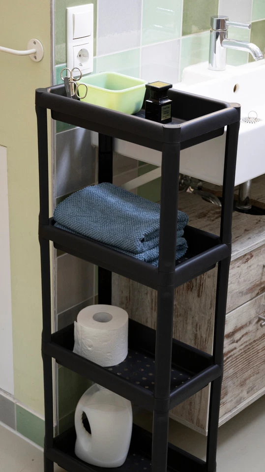 2x Haushaltsregal Steckregal Badregal Küchenregal schmal anthrazit 4 Böden - Bild 2 von 4