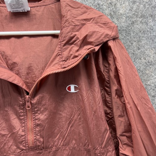 Champion Jacket Men Large Anorak Brown 1/4 Zip Hoodie Windbreaker Sweatshirt Vtg - Picture 4 of 13