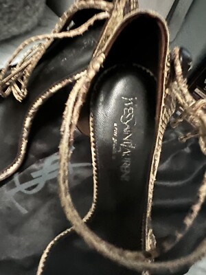 YSL SAINT LAURENT TRIBUTE PYTHON SNAKESKIN PLATFORM PUMPS