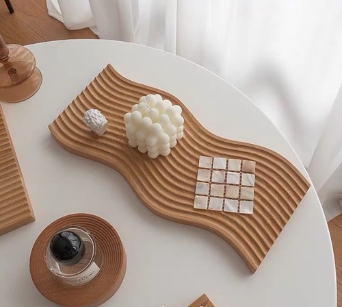 BLOFLO Decorative Tray Wave Shaped Natural Wooden Trays for Decor Rustic Wood... - Picture 2 of 9