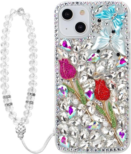 For T-Mobile REVVL 6 Pro Case Women Sparkly Diamonds Soft Phone Cover + Lanyard - Picture 33 of 42