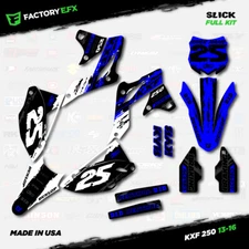 White & Blue Slick Racing Graphics Kit fits 13-16 Kawasaki Kxf250 Kxf 250 Decal