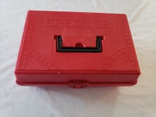Vintage Gilbert Erector Set Red Case not complete many pieces construction toy