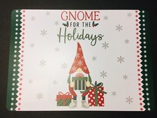 6 Gnome for the Holidays Christmas Placemat SET NEW Sturdy Vinyl 12x17" Plastic
