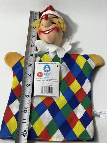 Vintage German Kersa Pretend Play Felt Hand Puppet Multi Colored Jester W/ Tags - Picture 24 of 24
