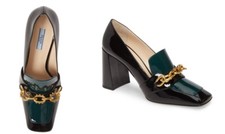 PRADA Shoes New w/Box Chain Link Loafer Pump, Size 38 7.5-8 - Was 890.00 Reg.