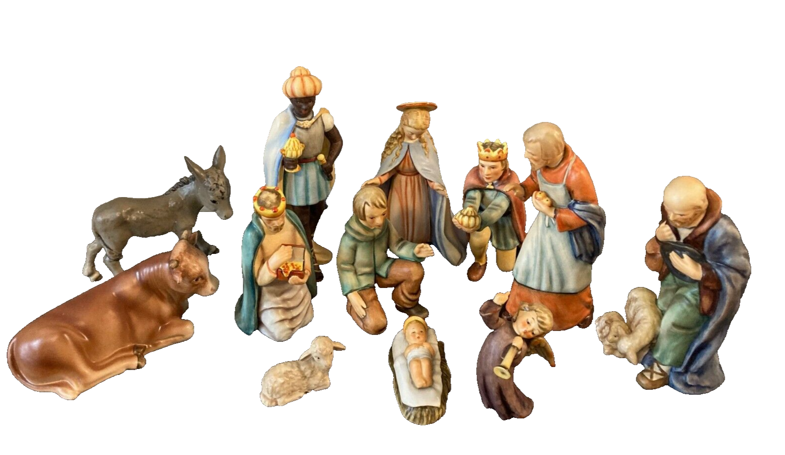 11pc Goebel West Germany M.J. Hummel 1951 Nativity Set 214 +1 Flying