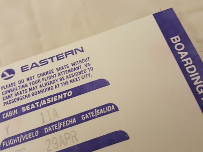 EASTERN AIRLINES Boarding Pass Vintage  1982?