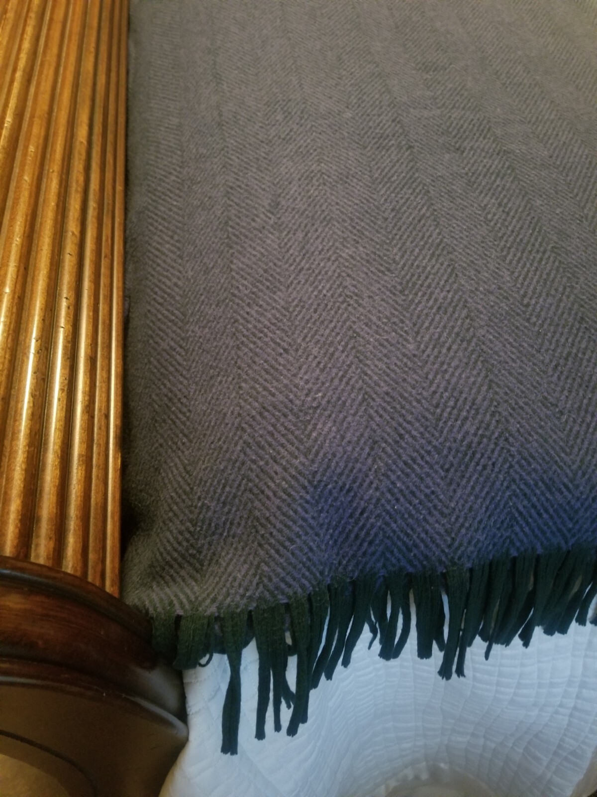HERRINGBONE Wool blanket/Throw 64X49 Warm/Heirloom quality/Famous Maker