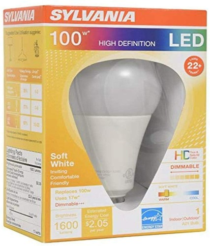 SYLVANIA LED Bulb 100W Equivalent 1600 Lum 17W A21 Lamp Soft White 2700K 6 Pack - Picture 2 of 6