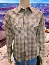 VTG 70s 80s Sundance Career Club Mens M Western Shirt Plaid Pearl Snap USA MADE