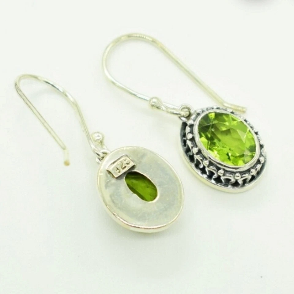 Peridot Gemstone 925 Sterling Silver Earring Wedding Women Gift For Him B-836 - Image 3 of 4