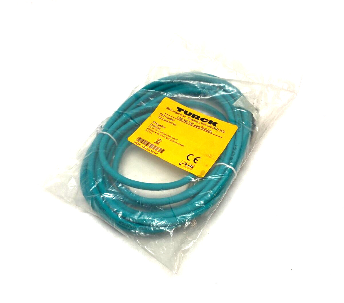 Turck RSCD RJ45 440-4M Profibus Double Ended Ethernet Cordset U-04394