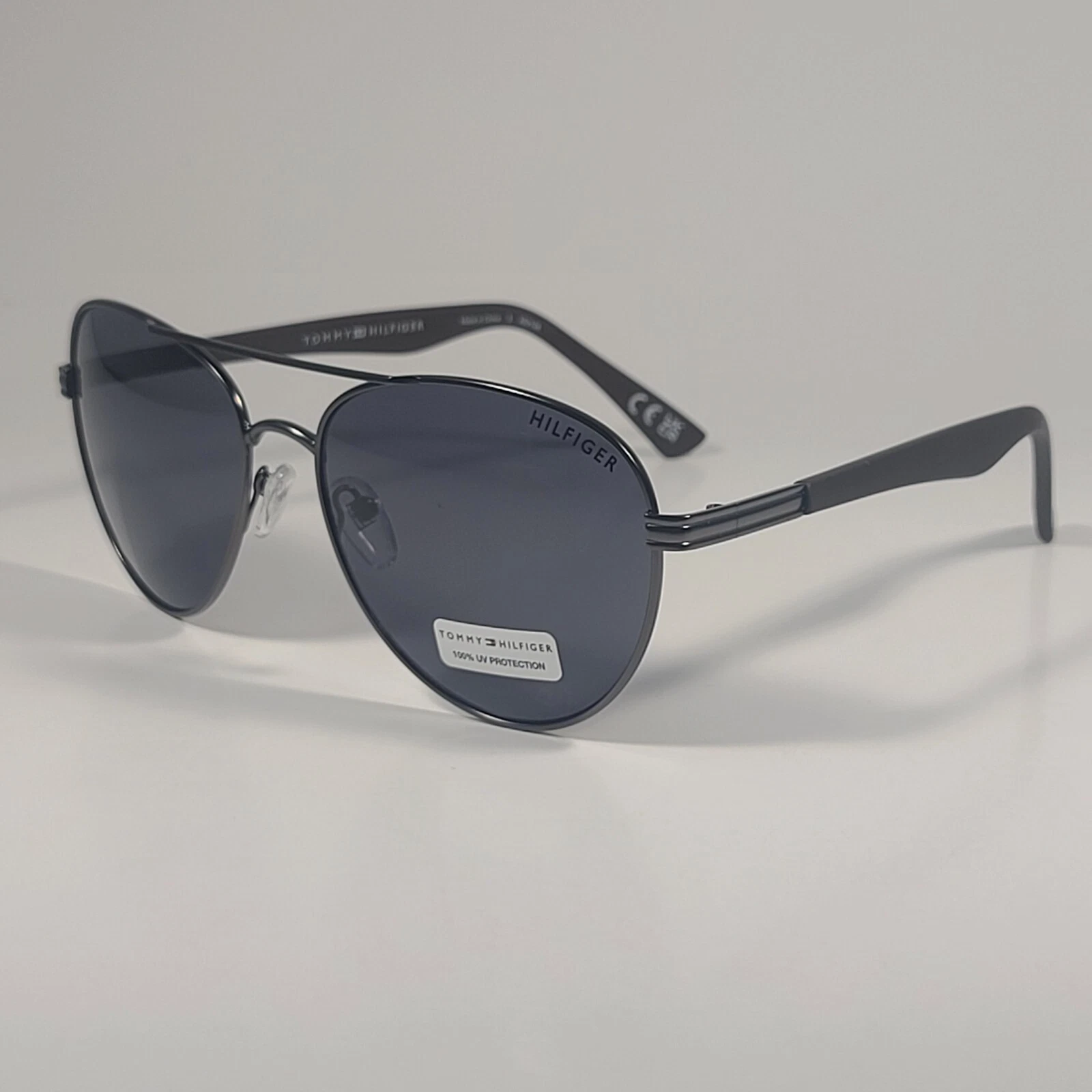 Tommy Hilfiger MM OM656 Aviator Pilot Sunglasses Gunmetal Dark Brown & Gray Lens