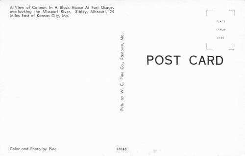 Postcard Missouri River Cannon Block House Osage Sibley Unposted - Picture 2 of 2