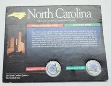 2001 North Carolina Colorized State Quarter P&D-BU-w/Colorful Display Card
