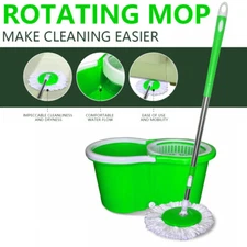 360° Rotating Head Easy Spin Dry Floor Mop Bucket+1/2/3 Head Microfiber Spinning