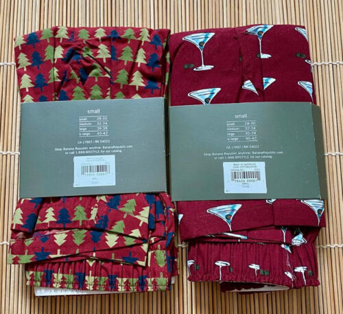 Banana Republic 2 HERREN Boxer Baumwolle Weihnachtsbaum Cocktail klein 28-30 Vintage - Bild 2 von 2