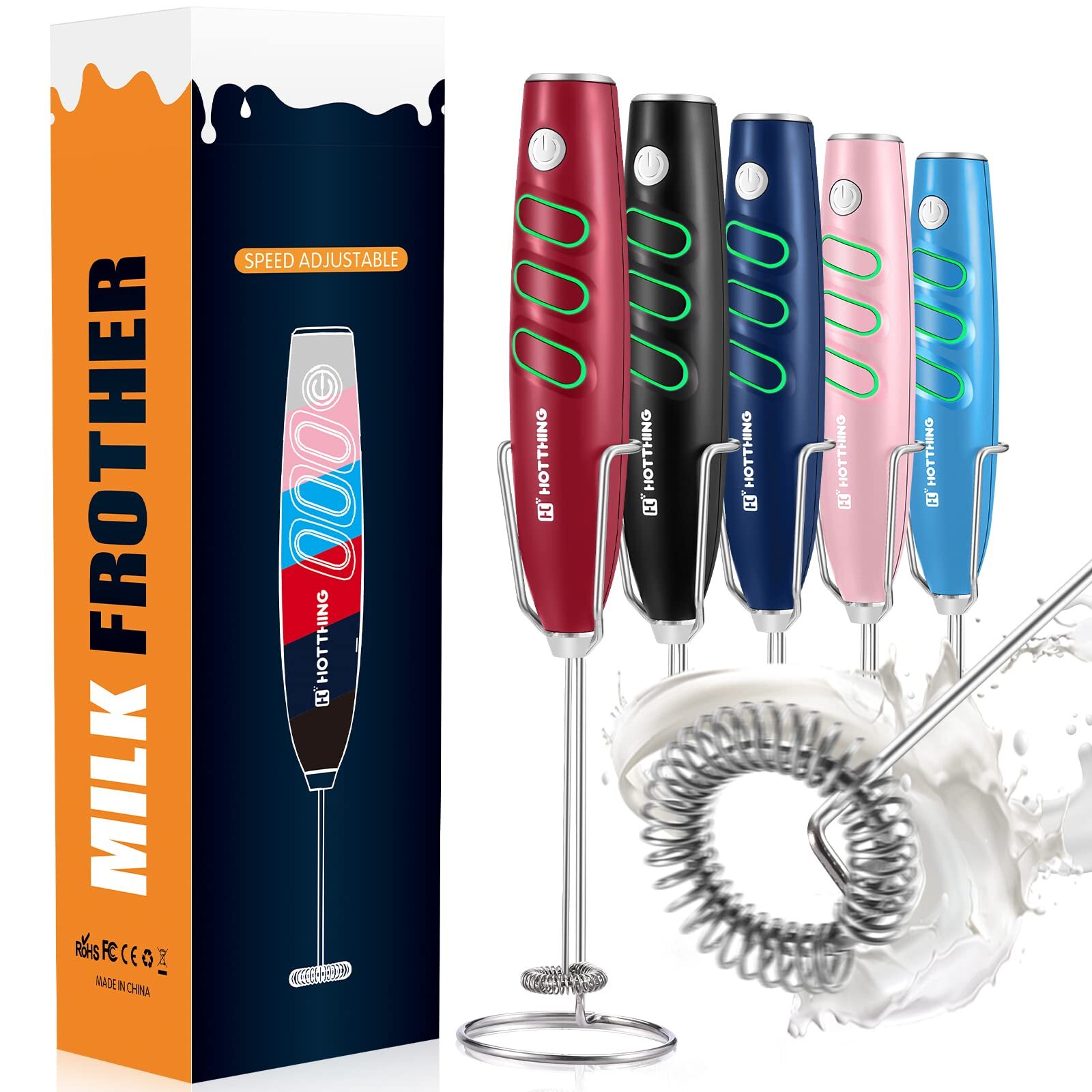 Milk Frother For Coffee Hand Mixer Handheld Electric Whisk Battery Operated Drin-image