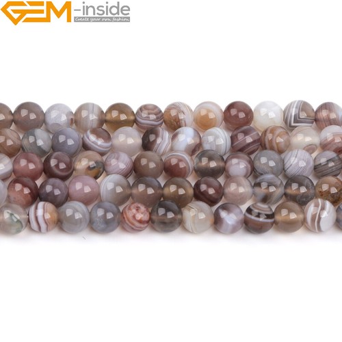 Round Natural Botswana Agate Gemstone Loose Beads For Jewellery Making 15" UK - Picture 23 of 57