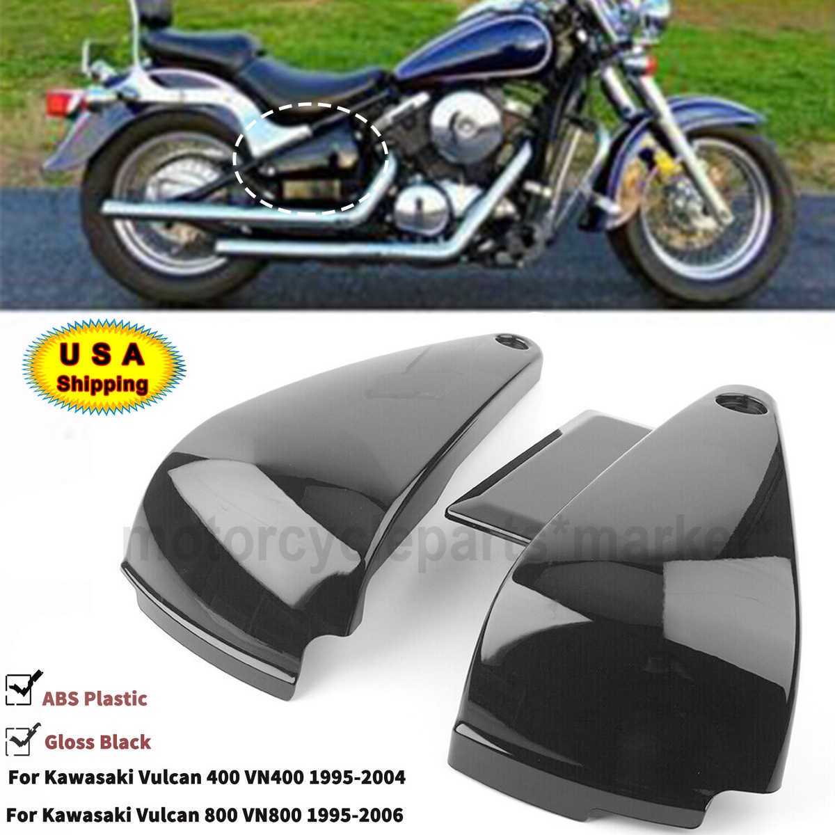 Motorcycle Gloss Black Battery Side Cover For Kawasaki Vulcan 800