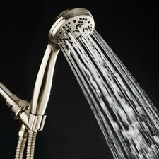 AquaDance High Pressure 6-Setting Brushed Nickel Handheld Shower, 5 Foot Hose