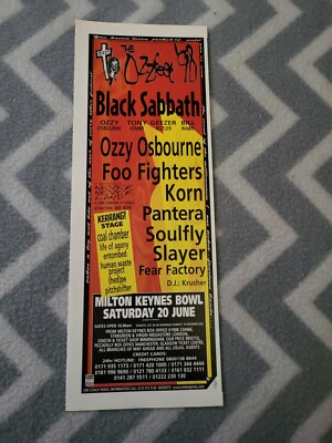 TPQL5 WERBUNG 11X4 THE OZZFEST '98: BLACK SABBATH. FOO FIGHTERS. PANTERA