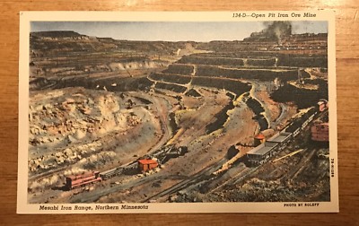 Open Pit Iron Ore Mine Mesabi Iron Range Hibbing MN Hull-Rust Litho PC