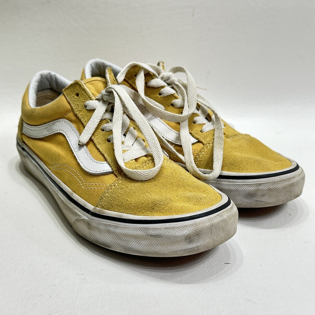 Vans Old Skool Sneakers Women Low Top Yellow Canvas Leather Suede Skate