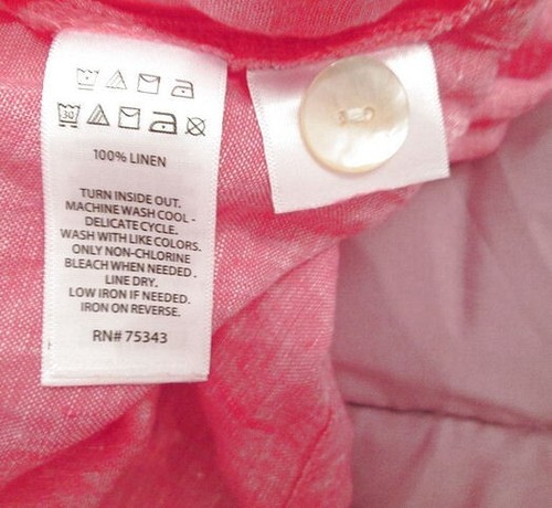 Tahari Side Button Linen Tunic Top Size S Oversized V-Neck  Lagenlook Coastal - Bild 12 von 12