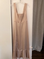 Show Me Your Mumu Claire Midi Dress Champagne Luxe Satin Size Medium Bridesmaid