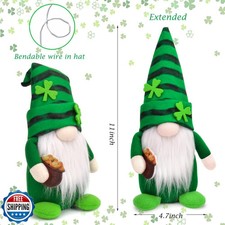 St Patricks Day Gnomes Decorations, 2 Pack Gnomes Plush Lucky Green Shamrock ...