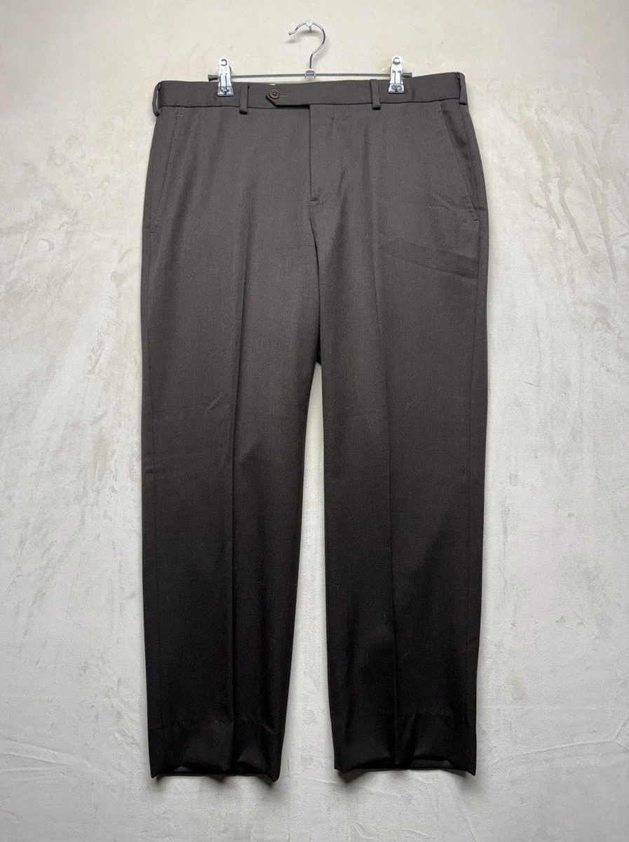 slim fit dress slacks Mens Classic Fit Solid Black Flat Front Wool Dress Pants, 40
