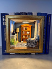 BLUE & WHITE BOOK NOOK W COZY READING CHAIR & ROARING FIRE ARTISAN HANDMADE 9 BK — photo 1