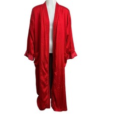 VTG Victoria's Secret Gold Tag Small Red Silky Terry Robe Tie Closure No Belt